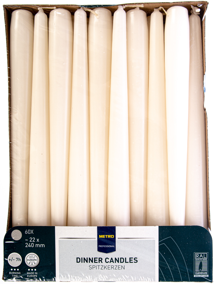 METRO PROFESSIONAL Svíčka 2,2 x 24 cm slonovinová 60 ks