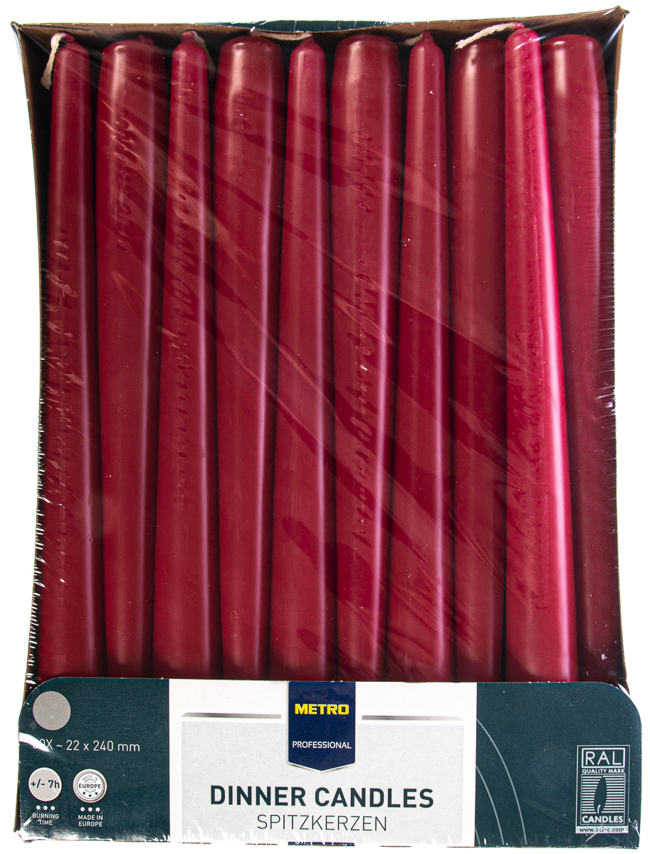 METRO PROFESSIONAL Svíčka 2,2 x 24 cm bordó 60 ks