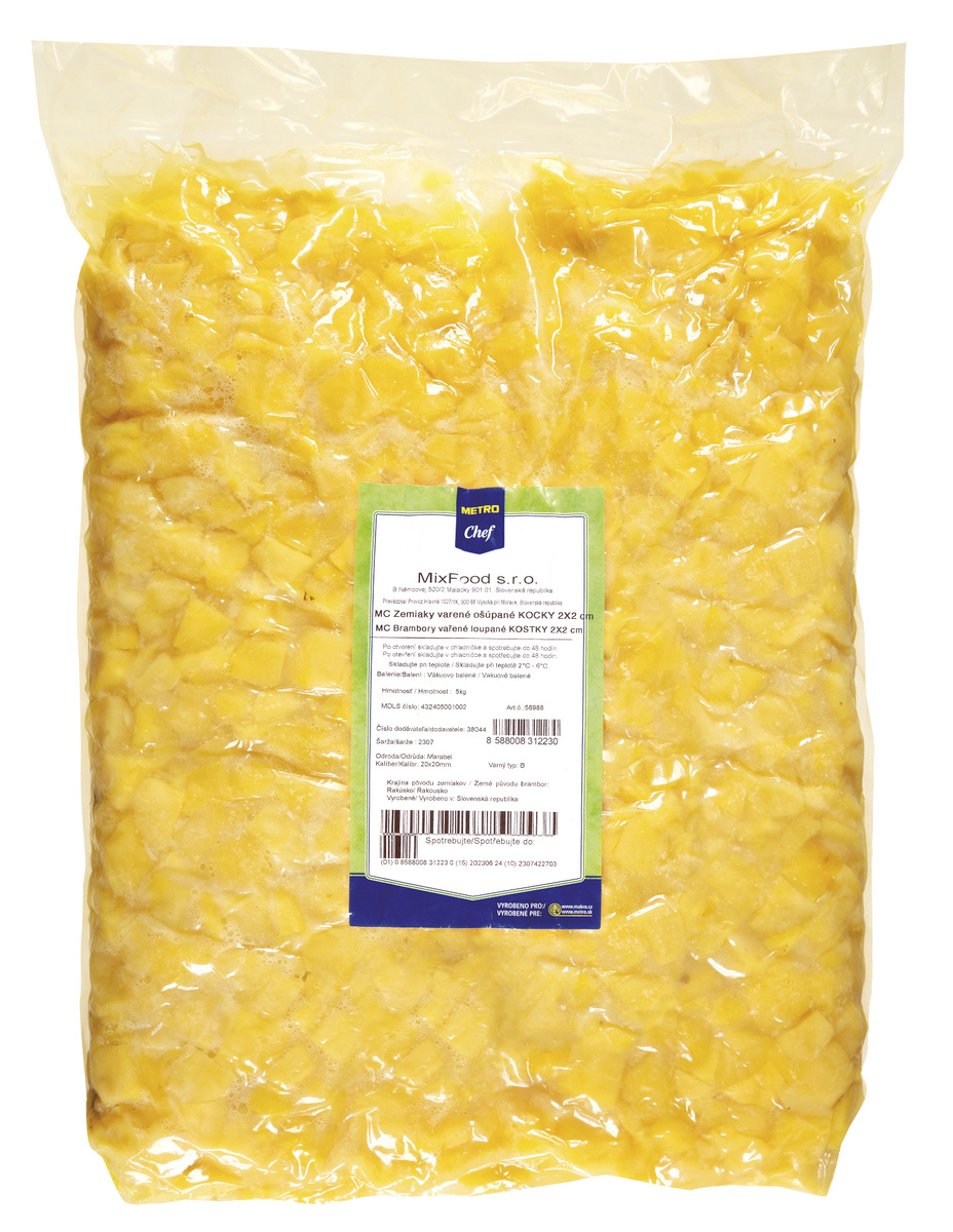 METRO Chef Brambory vařené oloupané kostky 2 x 2 cm chlaz. 5 kg