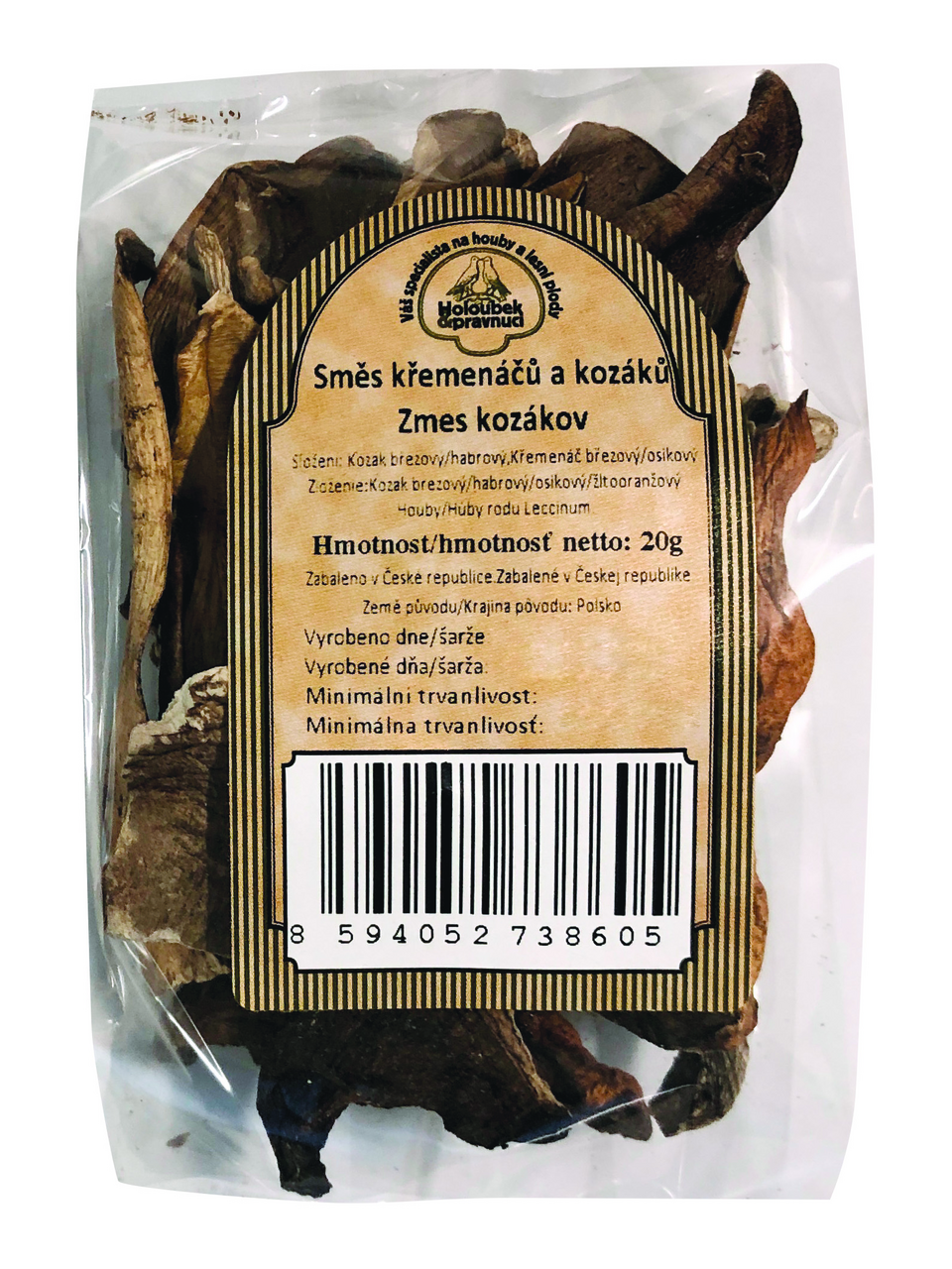 Směs křemenáčů a kozáku sušené houby plátky 20 g