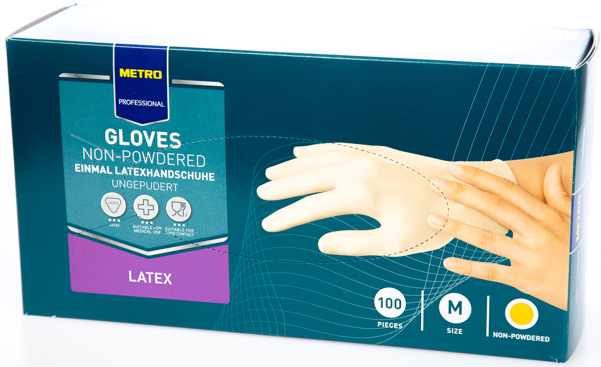 METRO PROFESSIONAL Rukavice nepudrované latex vel. M 100 ks