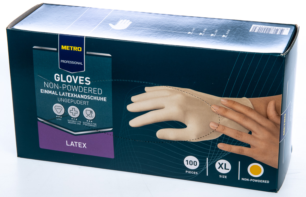 METRO PROFESSIONAL Rukavice nepudrované latex vel. XL 100 ks