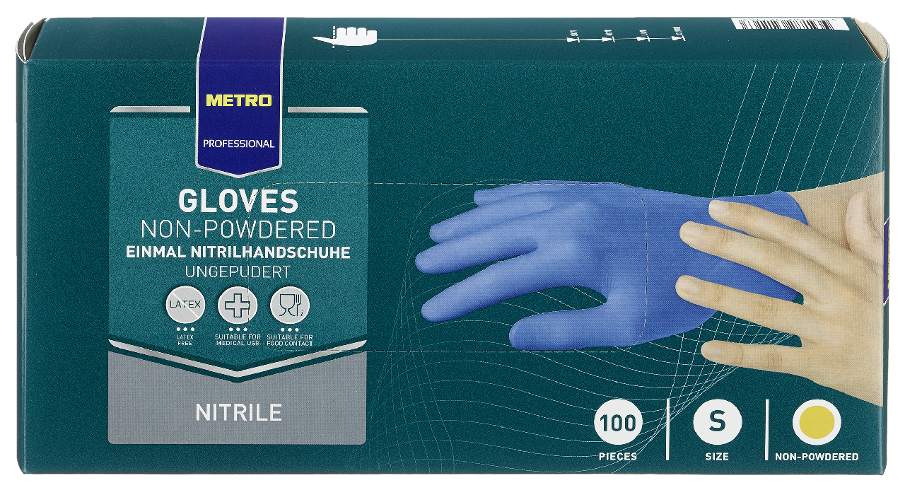 METRO PROFESSIONAL Rukavice modré nitril. vel. S 100 ks