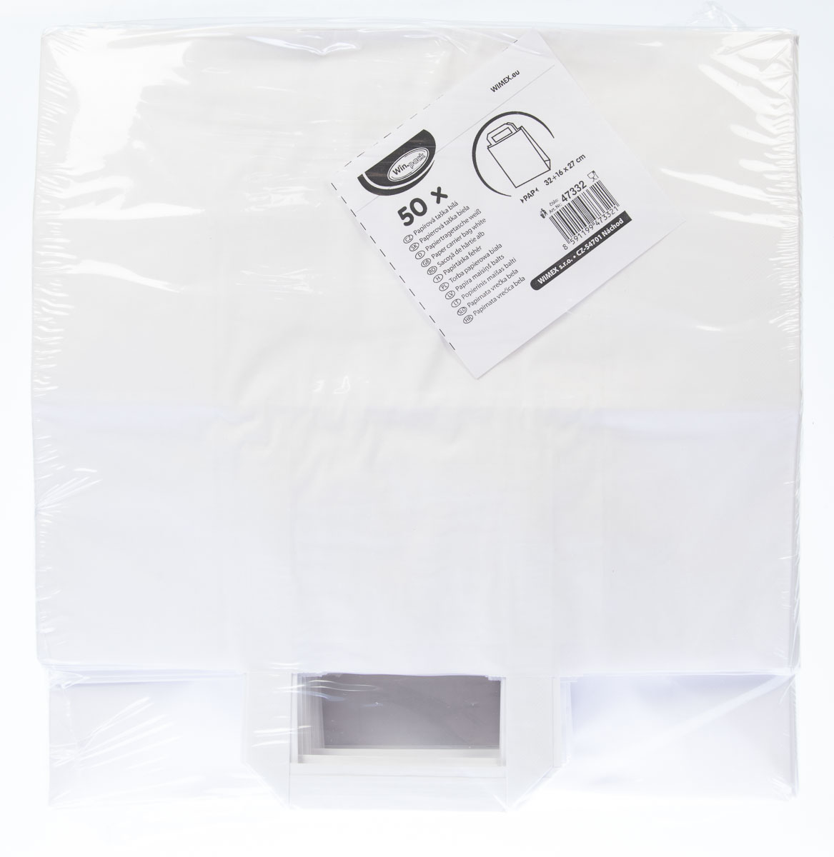 Taška 32+16 x 27 cm papírová bílá 50 ks