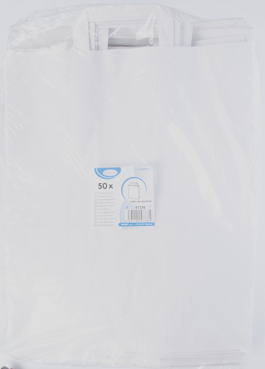 Taška 32+16 x 39 cm papírová bílá 50 ks