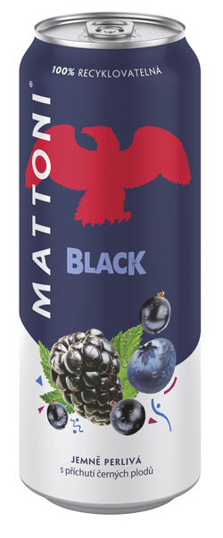 MATTONI Black jemně perlivá s příchutí černých plodů 500 ml plech