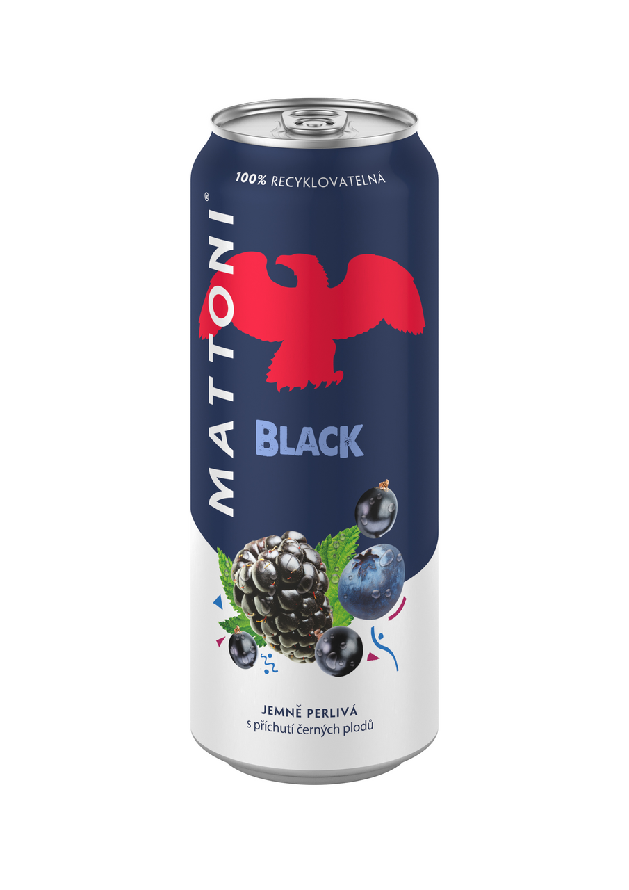 MATTONI Black Voda minerální jemně perlivá černé plody 4 x 500 ml plech