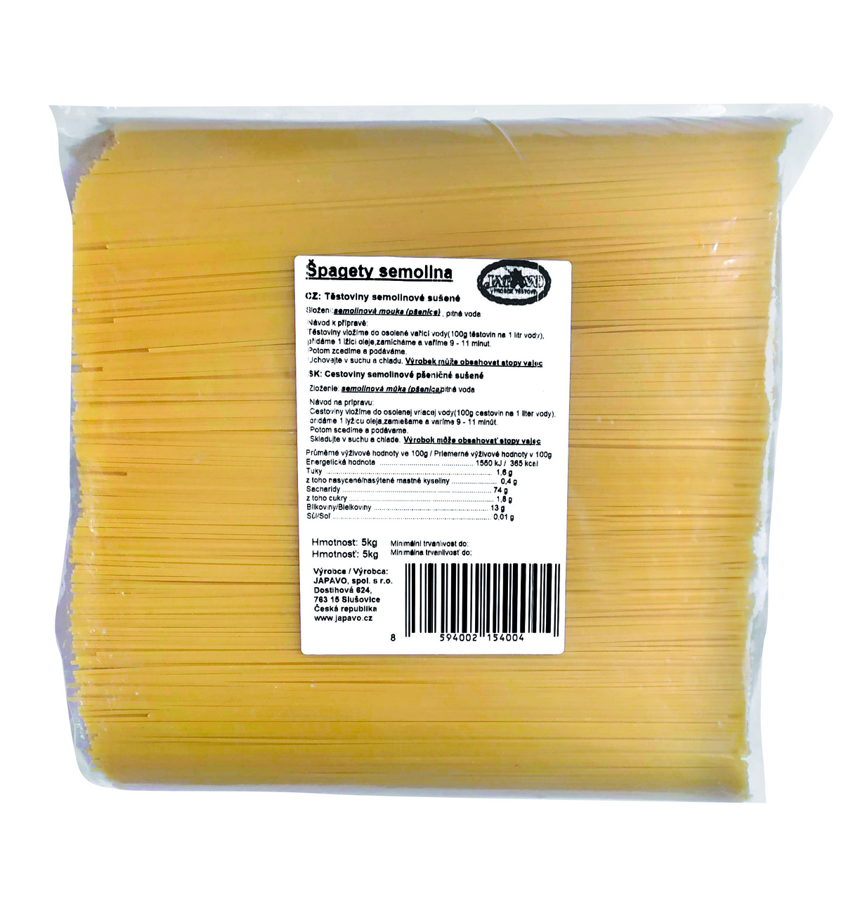 JAPAVO Špagety semolinové 5 kg