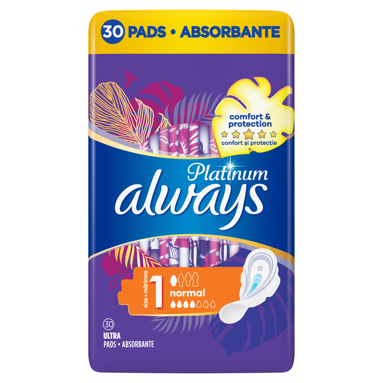 always Ultra Platinum Normal (Velikost 1) Dámské vložky s křidélky 30 ks