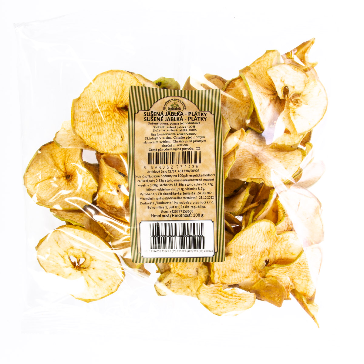 HOLOUBEK A PRAVNUCI Jablka sušená CZ plátky 100 g