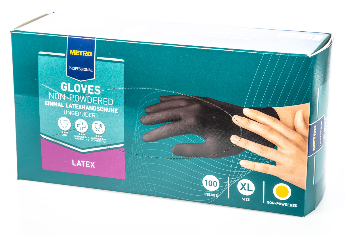 METRO PROFESSIONAL Rukavice nepudrované Latex černé vel. XL 100 ks
