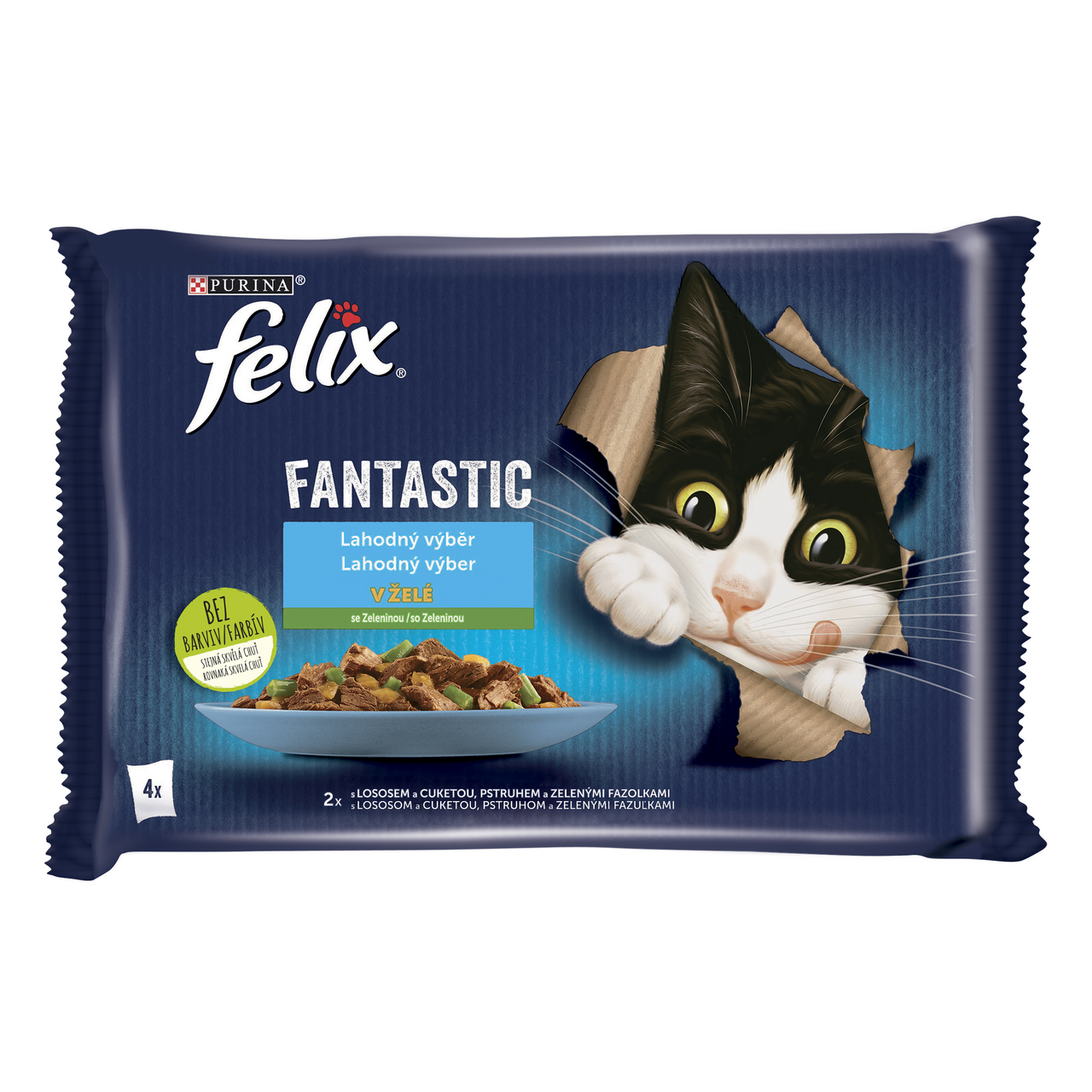 Felix Fantastic kapsičky pro kočky losos,pstruh 4 x 85 g