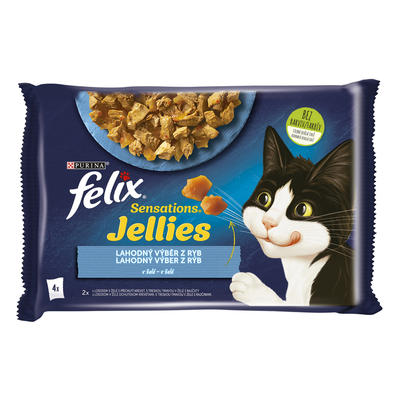 Felix Sensations Jellies kapsičky pro kočky losos, treska v želé 4 x 85 g