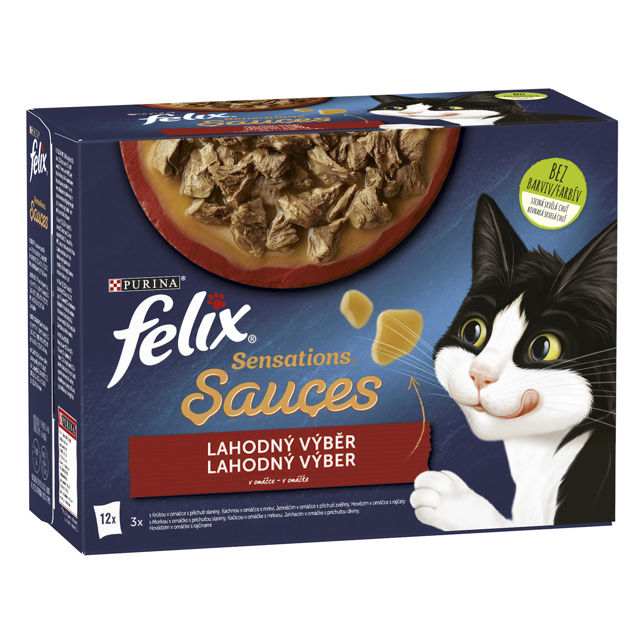 Felix Sensations Sauces kapsičky pro kočky hovězí, jehněčí, krůta, kachna v omáčce 12 x 85 g