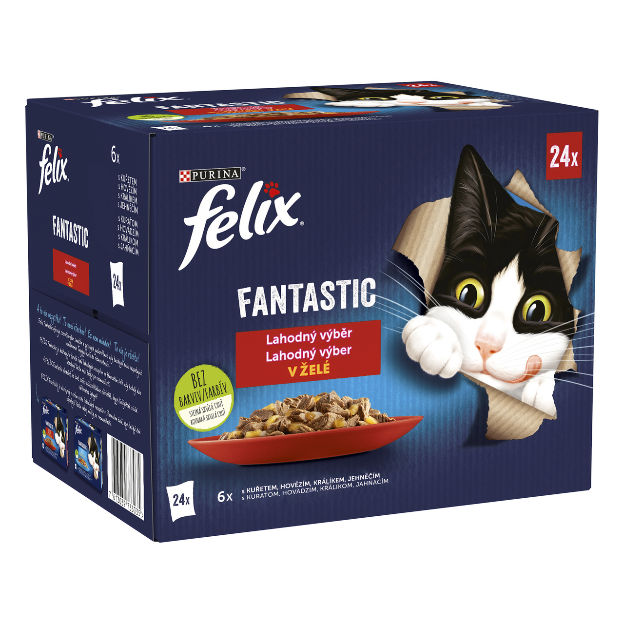 felix Fantastic Kapsička pro kočky kuřecí / hovězí / králičí / jehněčí 24 x 85 g