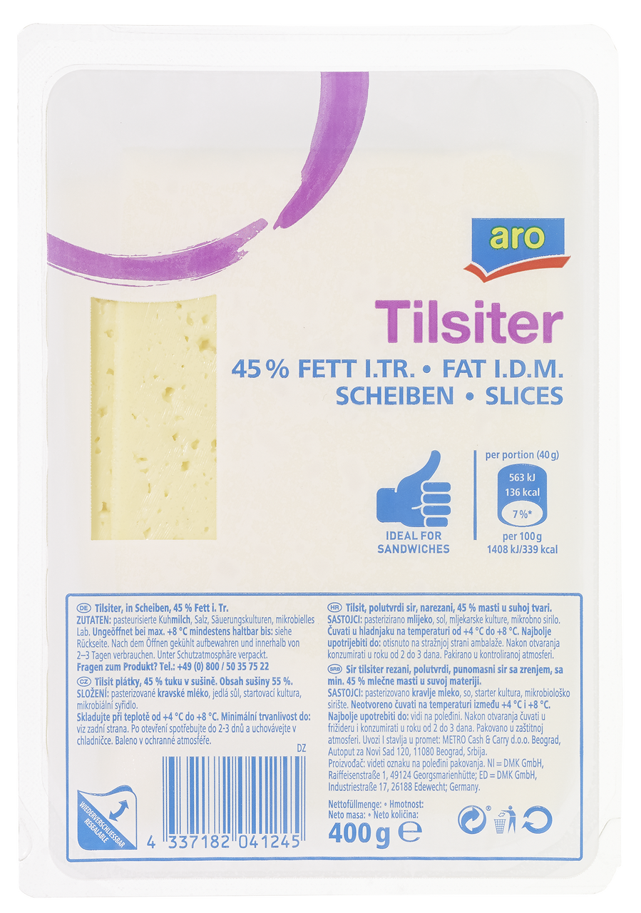 aro Tilsiter sýr 45% plátky chlaz. 400 g 