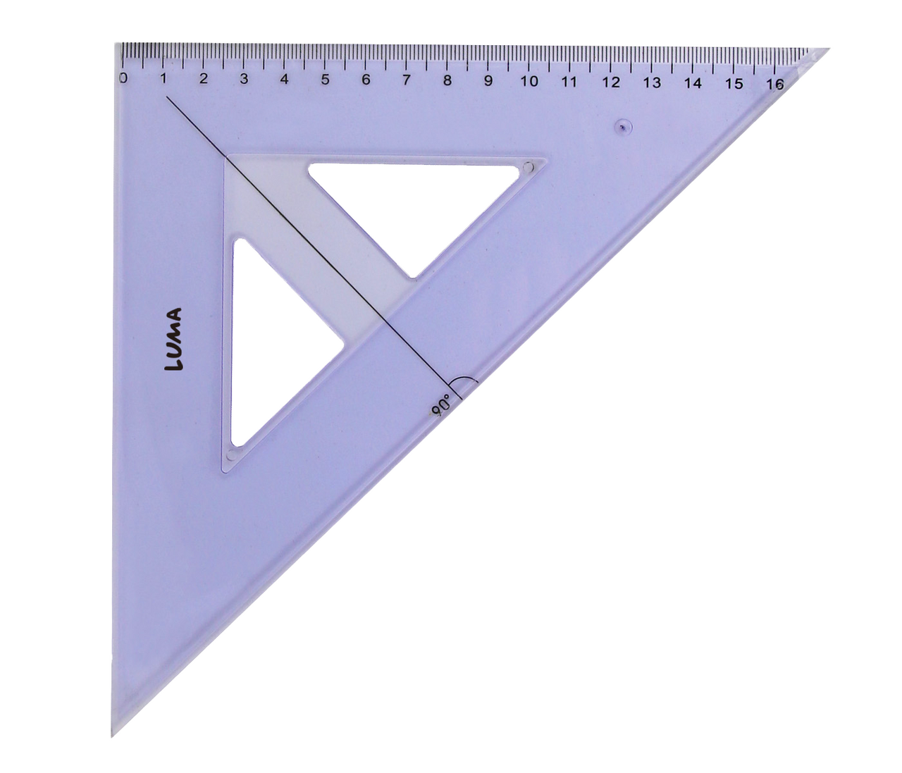 Trojúhelník pravoúhlý s ryskou Luma modrý 1 ks