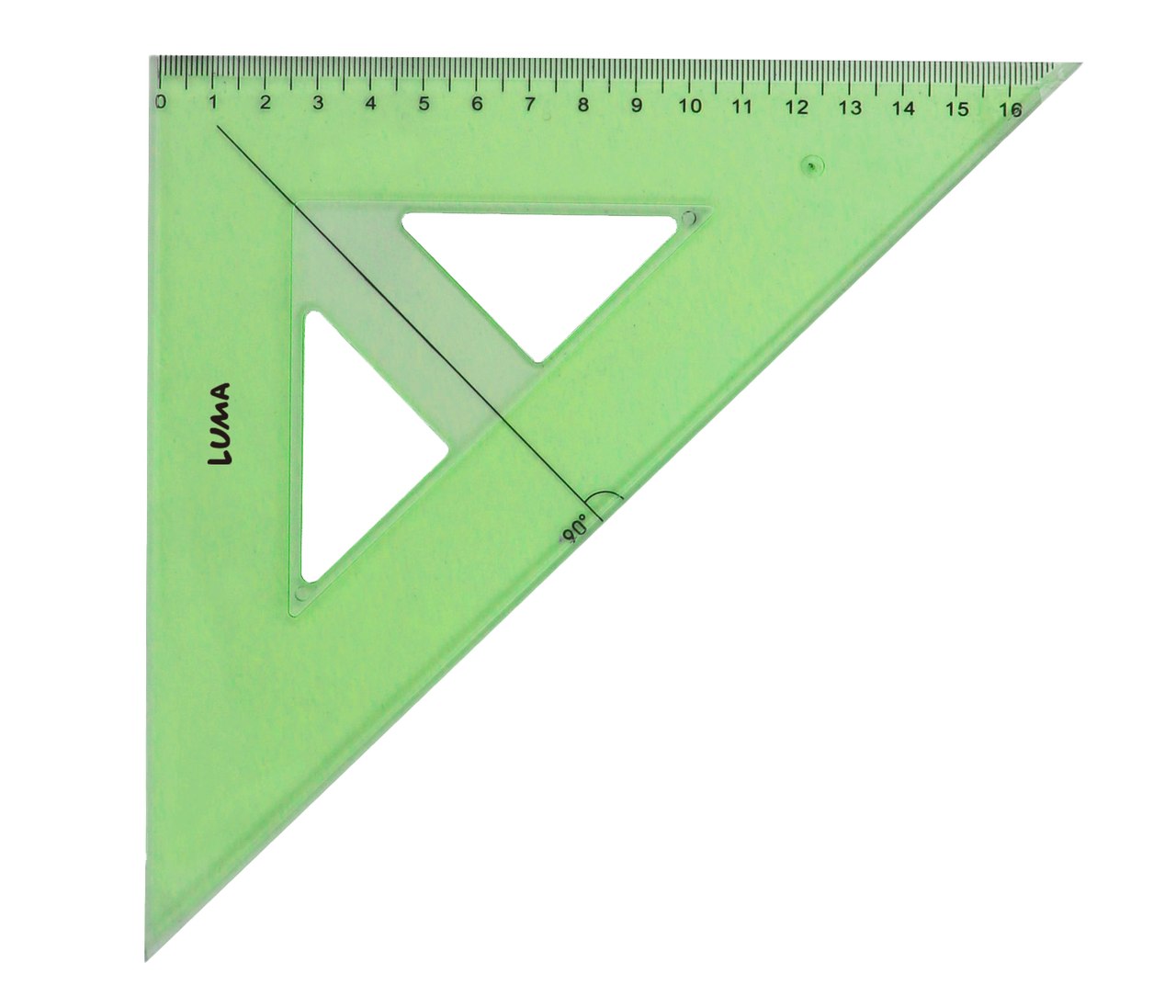 Trojúhelník pravoúhlý s ryskou Luma zelený 1 ks