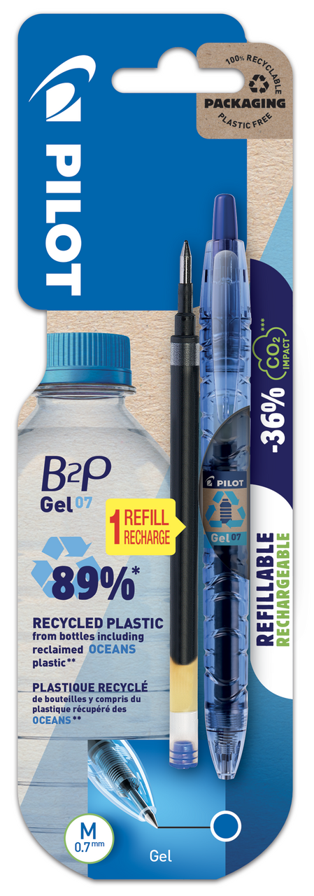 PILOT B2P Roller Gel 0,7mm modrý + náplň 1 ks
