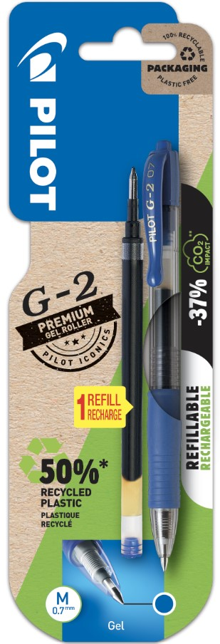 PILOT G-2 Premium Gel Roller 0,7mm 1+1 náplň modrá 1 ks
