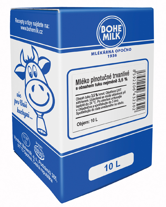 BOHEMILK Mléko 3,5% UHT 10 l BIB