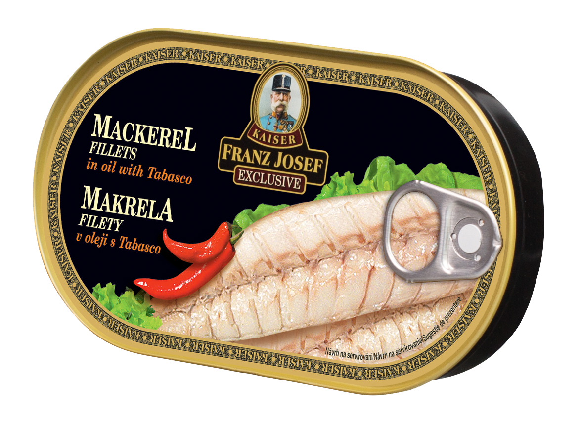 FRANZ JOSEF KAISER Makrela filety v oleji s tabasco 170 g