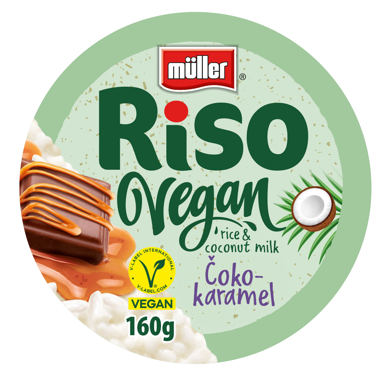 müller Riso Vegan Dezert z rýže a kokosového mléka Mix (čokoláda vanilka) chlaz. 160 g