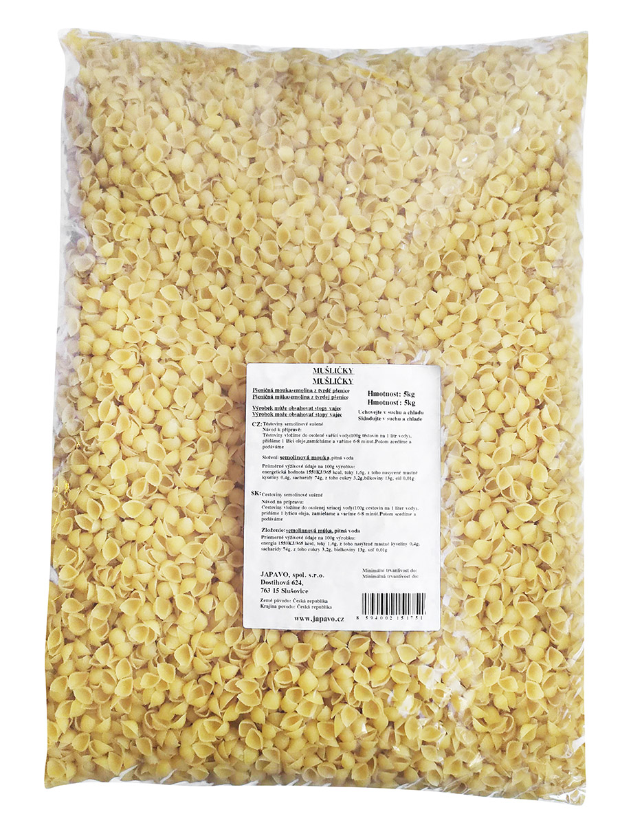 JAPAVO Těstoviny mušličky semolinové 5 kg