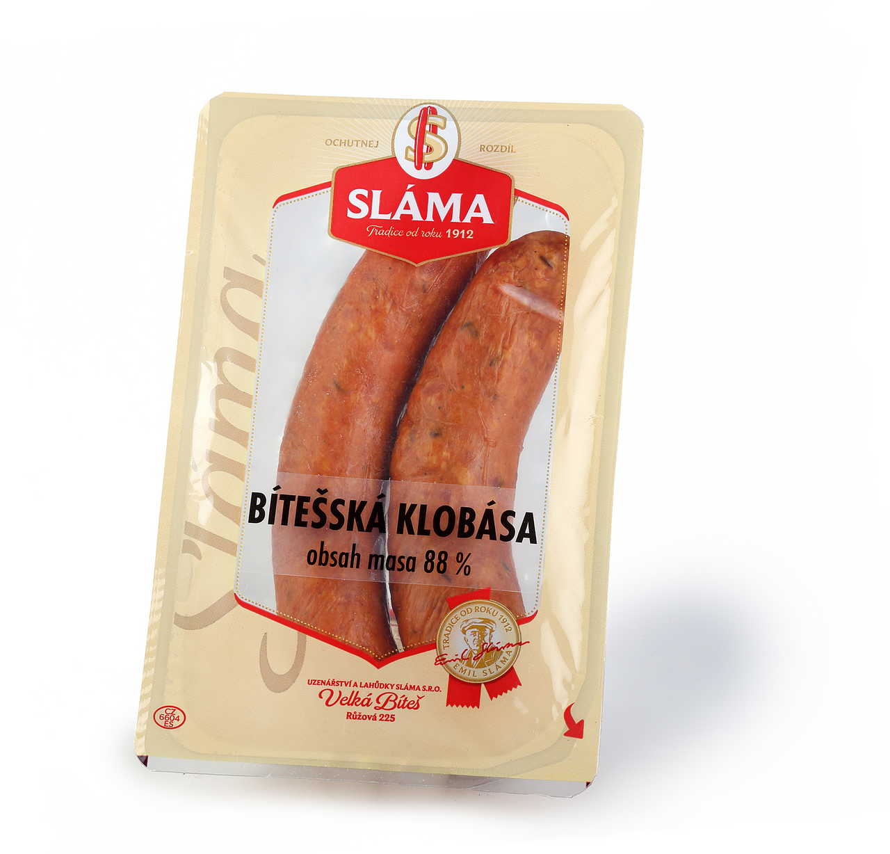 SLÁMA Bítešská klobása 88% chlaz. 250 g