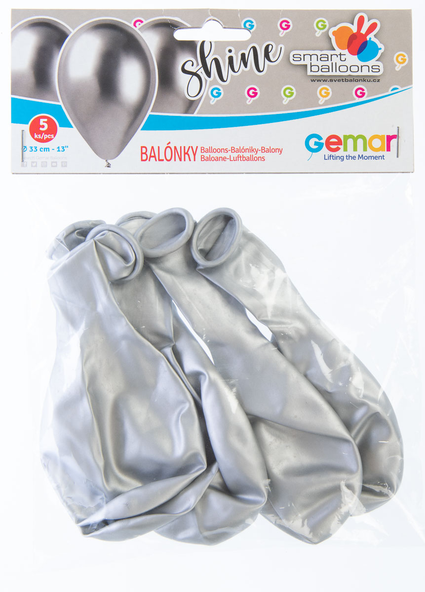 SMARTBALLOONS Shine Balónek 33 cm stříbrná 5 ks