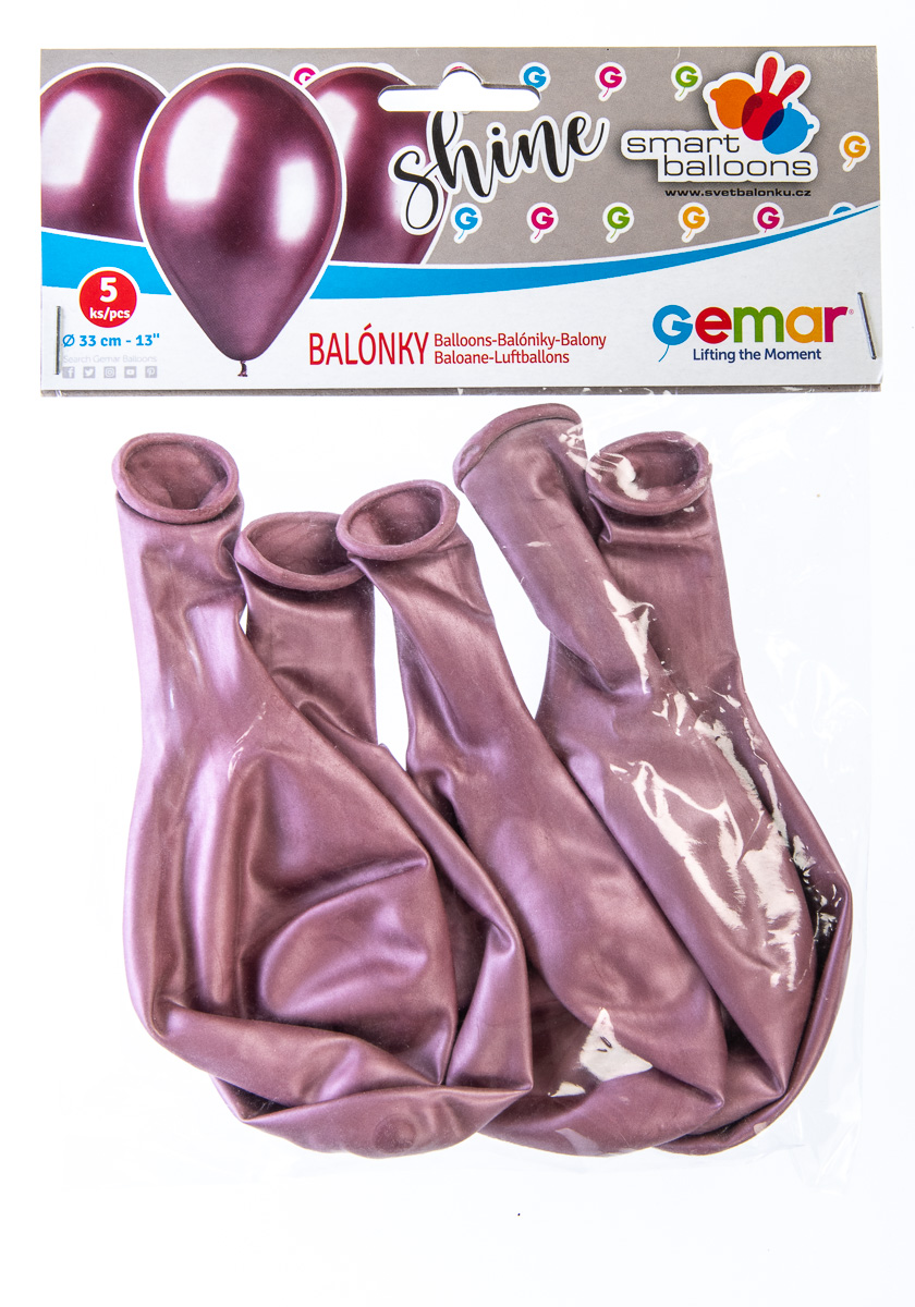 SMARTBALLOONS Shine Balónek 33 cm růžová 5 ks