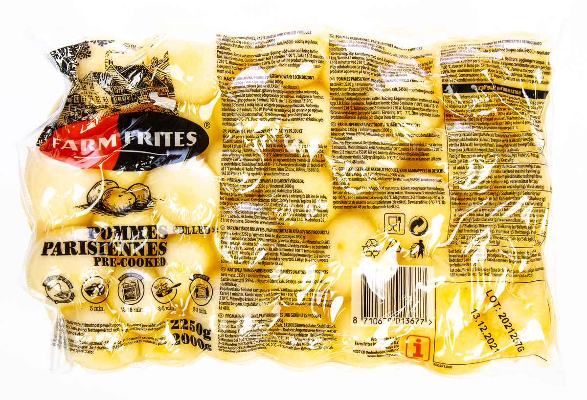 Brambory předvařené pařené 25-35 chlaz. 2 kg