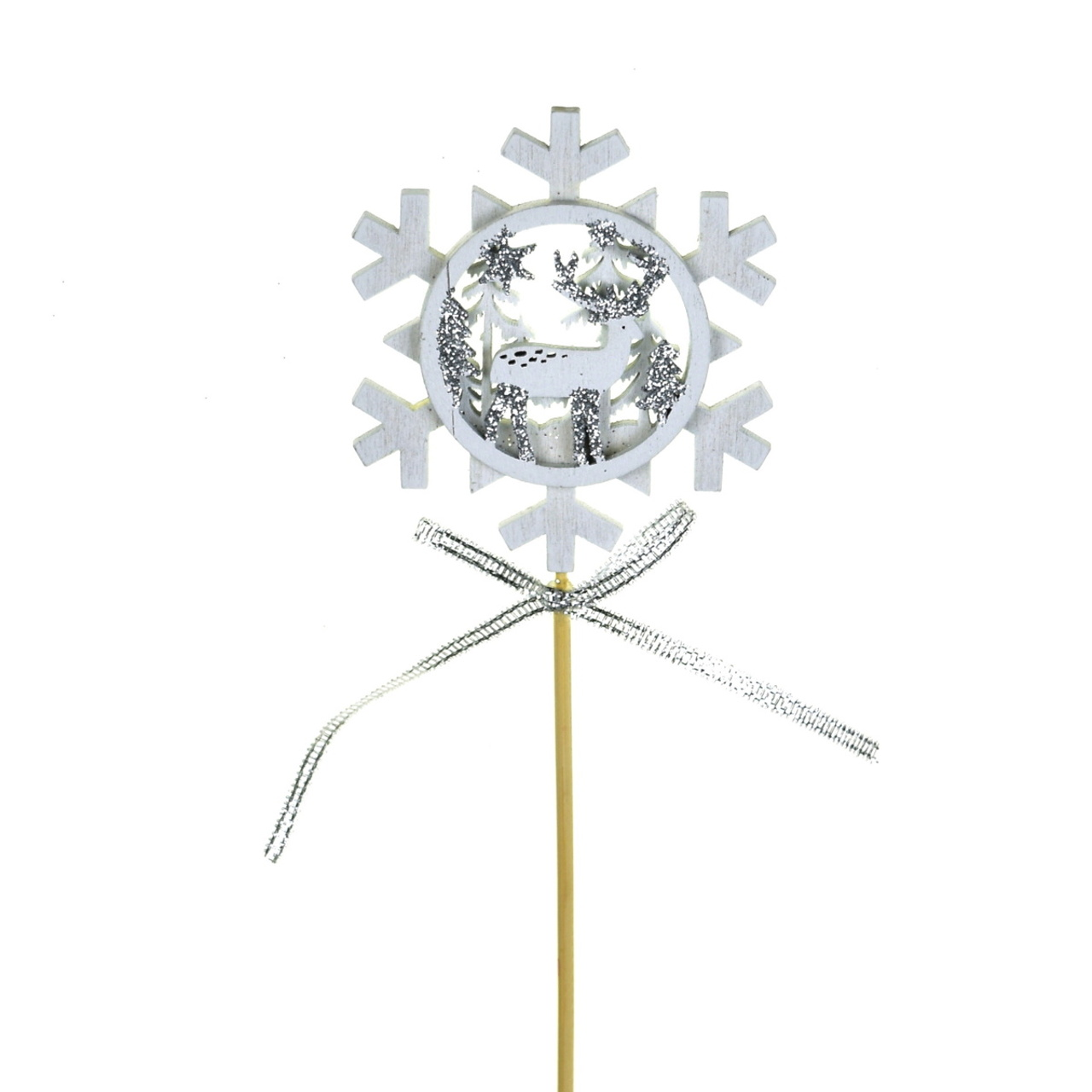 Zápich vločka dřevěný 1 ks