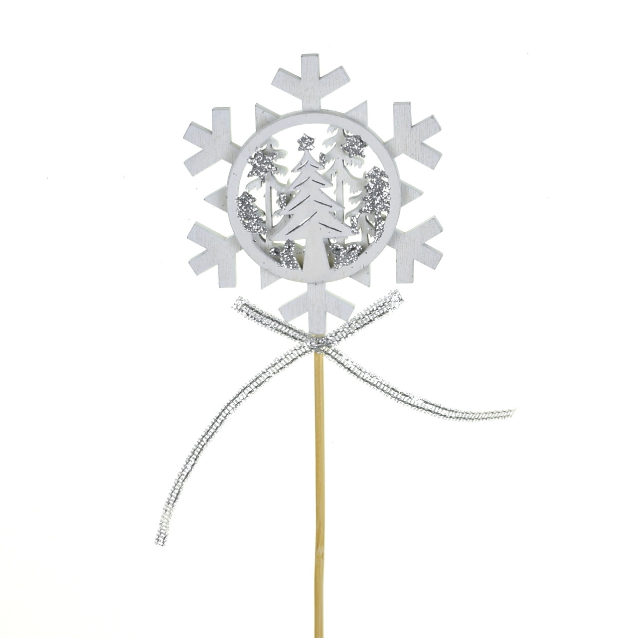 Zápich vločka dřevěný 1 ks