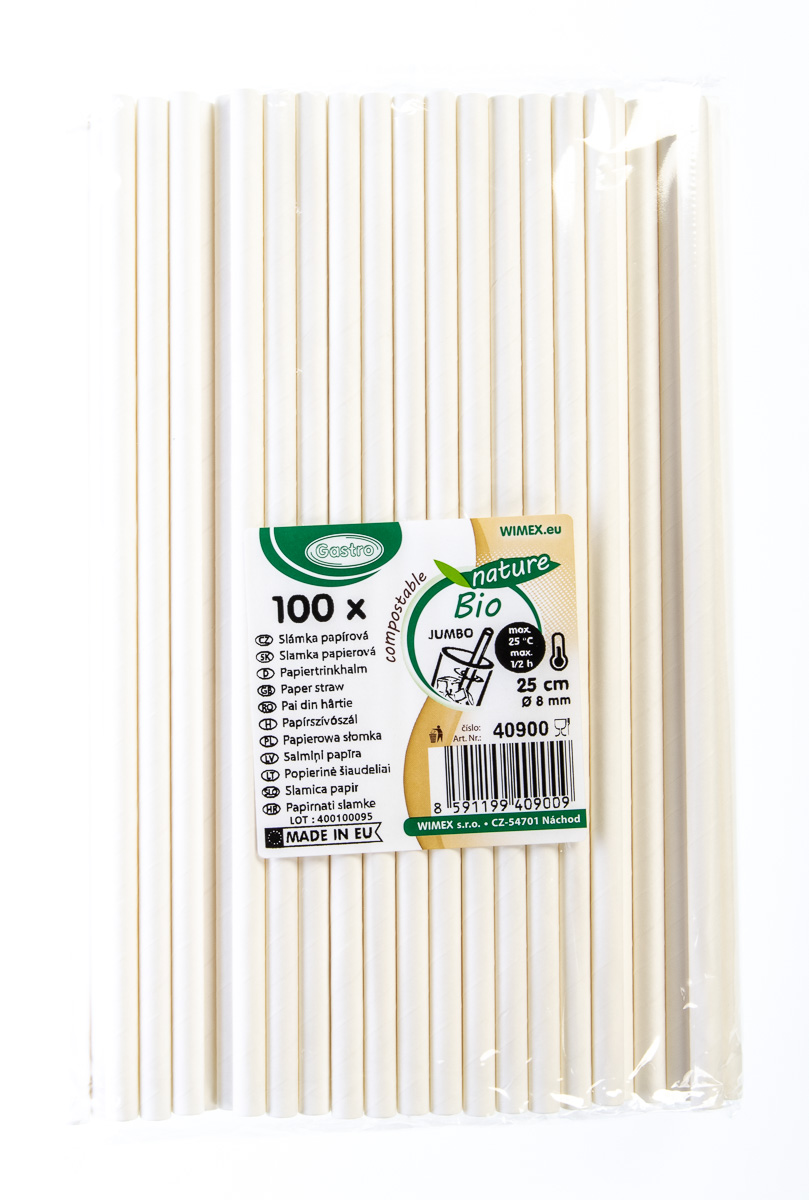 Brčko 25 cm x 8 mm papírové bílé 100 ks