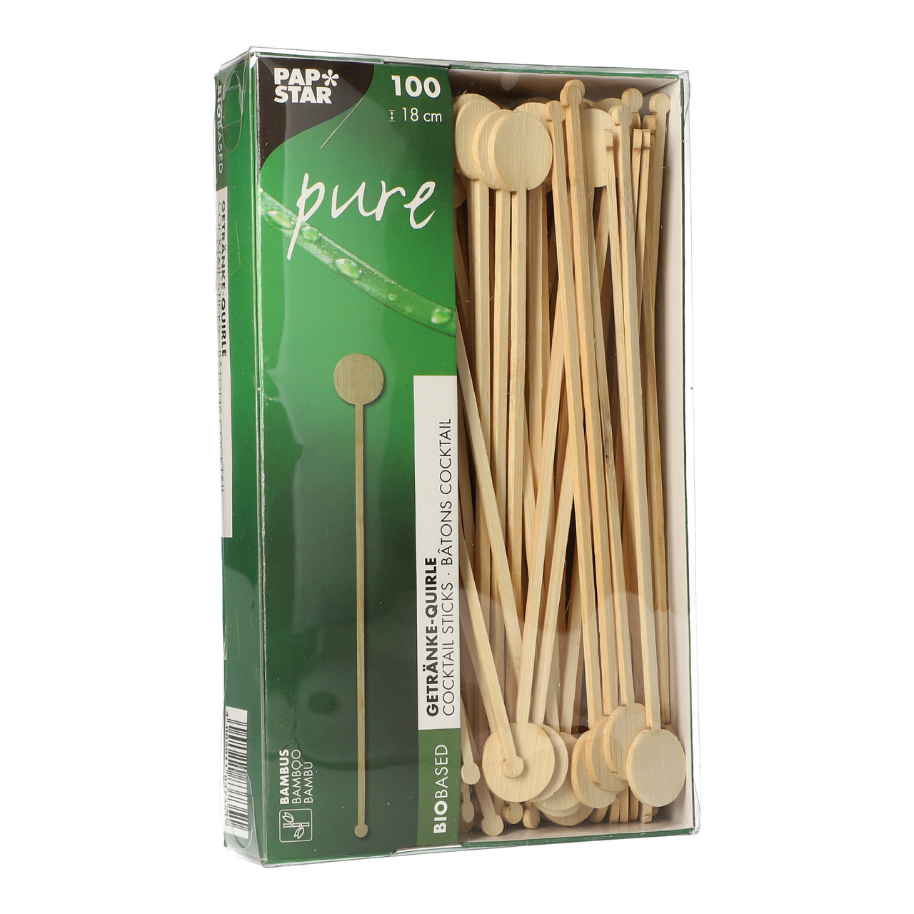 PAP STAR Míchátka koktejlová 18 cm bambus 100 ks
