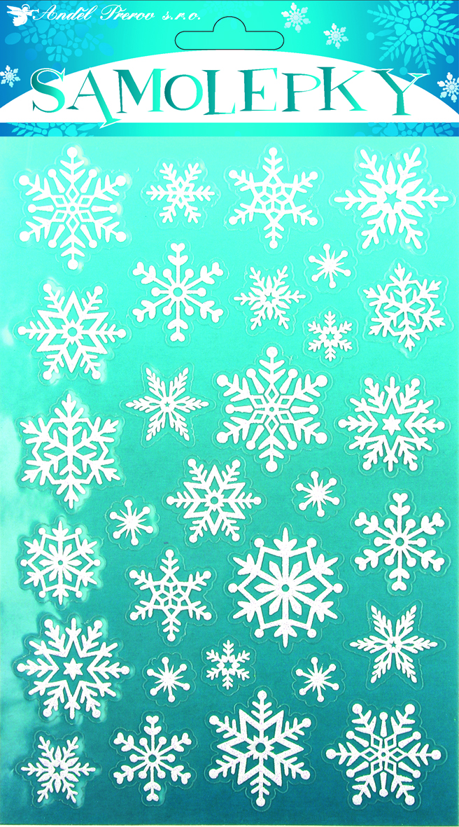 Flexio Samolepky vločky sněhový efekt, s jemnými glitry 1 ks