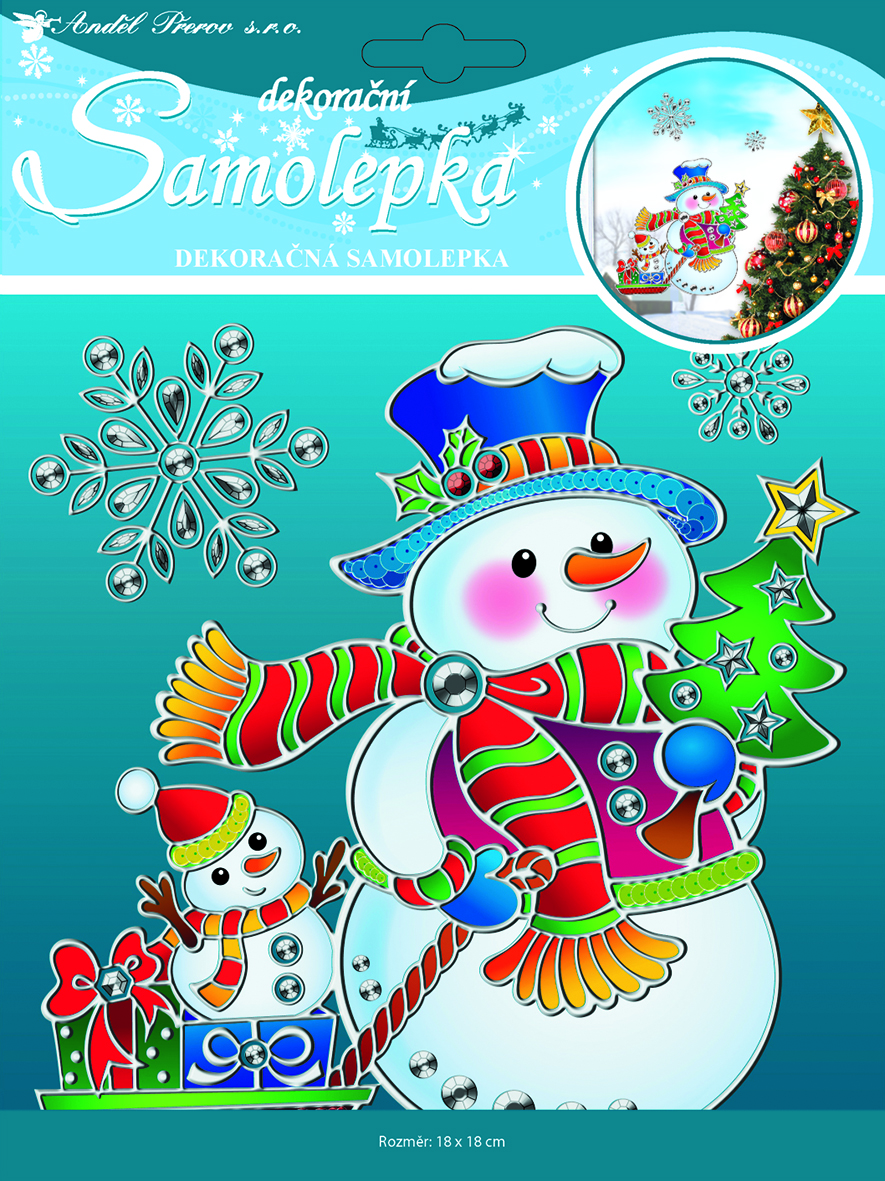 Flexio Samolepka sněhulák se stříbrnou konturou 1 ks