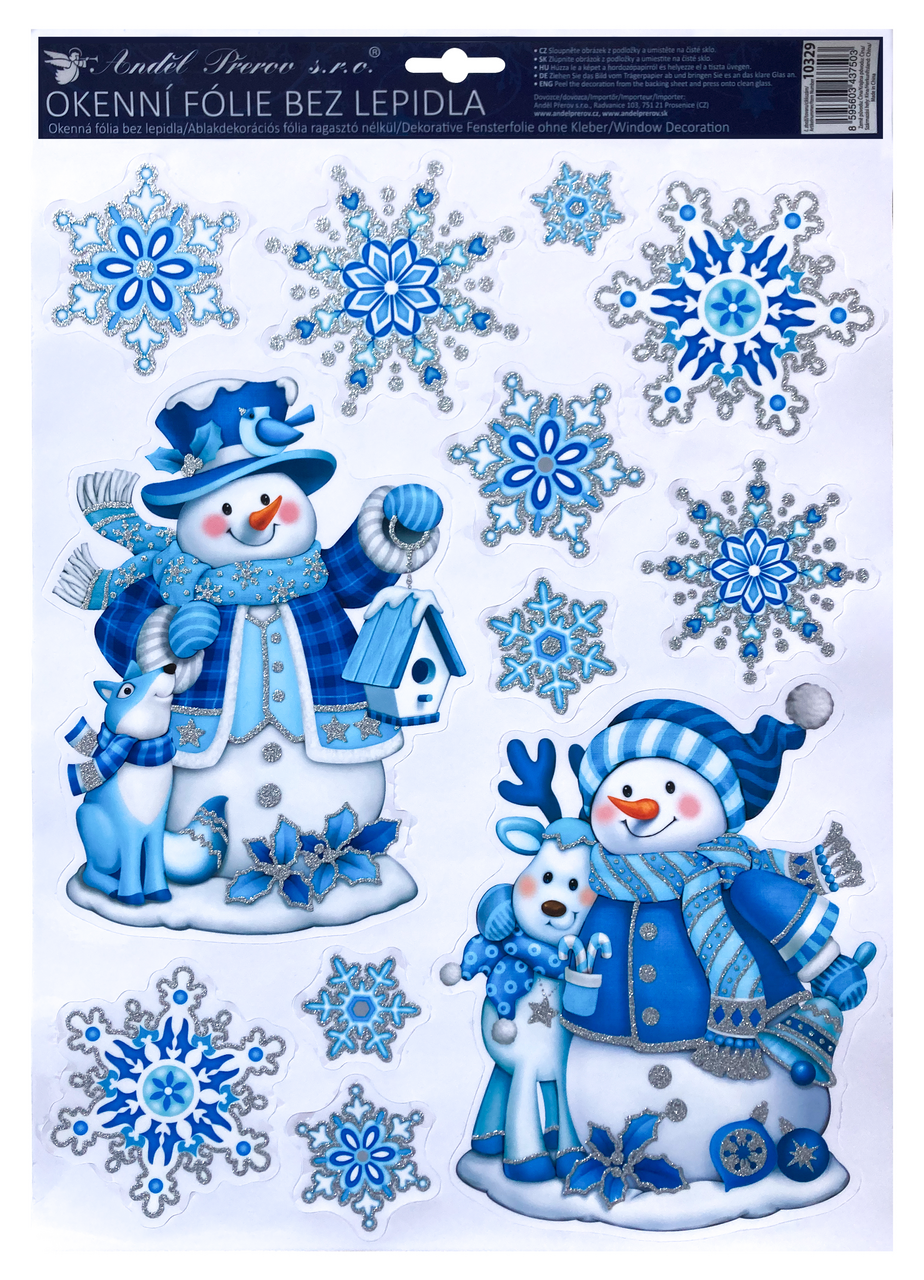 Flexio Fólie okenní 211110 s glitrem, sněhuláci 1 ks