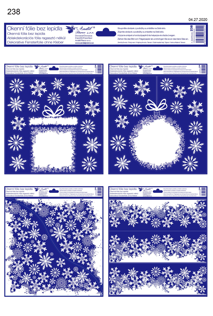 Flexio Fólie okenní 211118 s glitry, vánoční motivy z vloček 1 ks