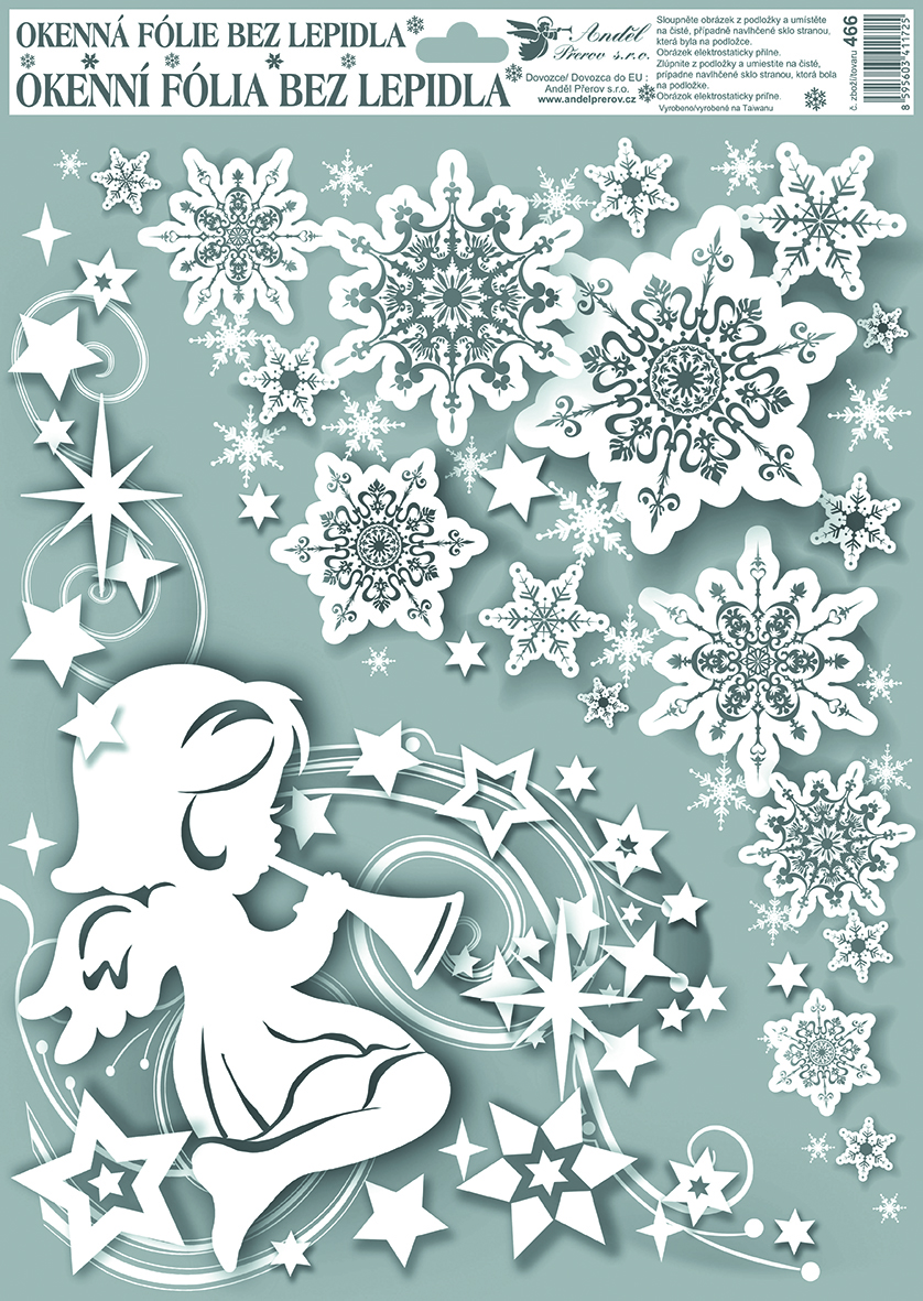 Flexio Fólie okenní 211121 rohová andílci s duhovými glitry 1 ks