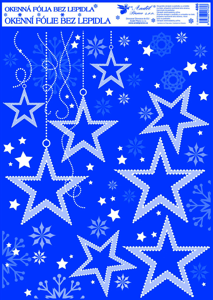 Flexio Fólie okenní 211123 rohová s glitrem a sněhovým efektem hvězdy 1 ks