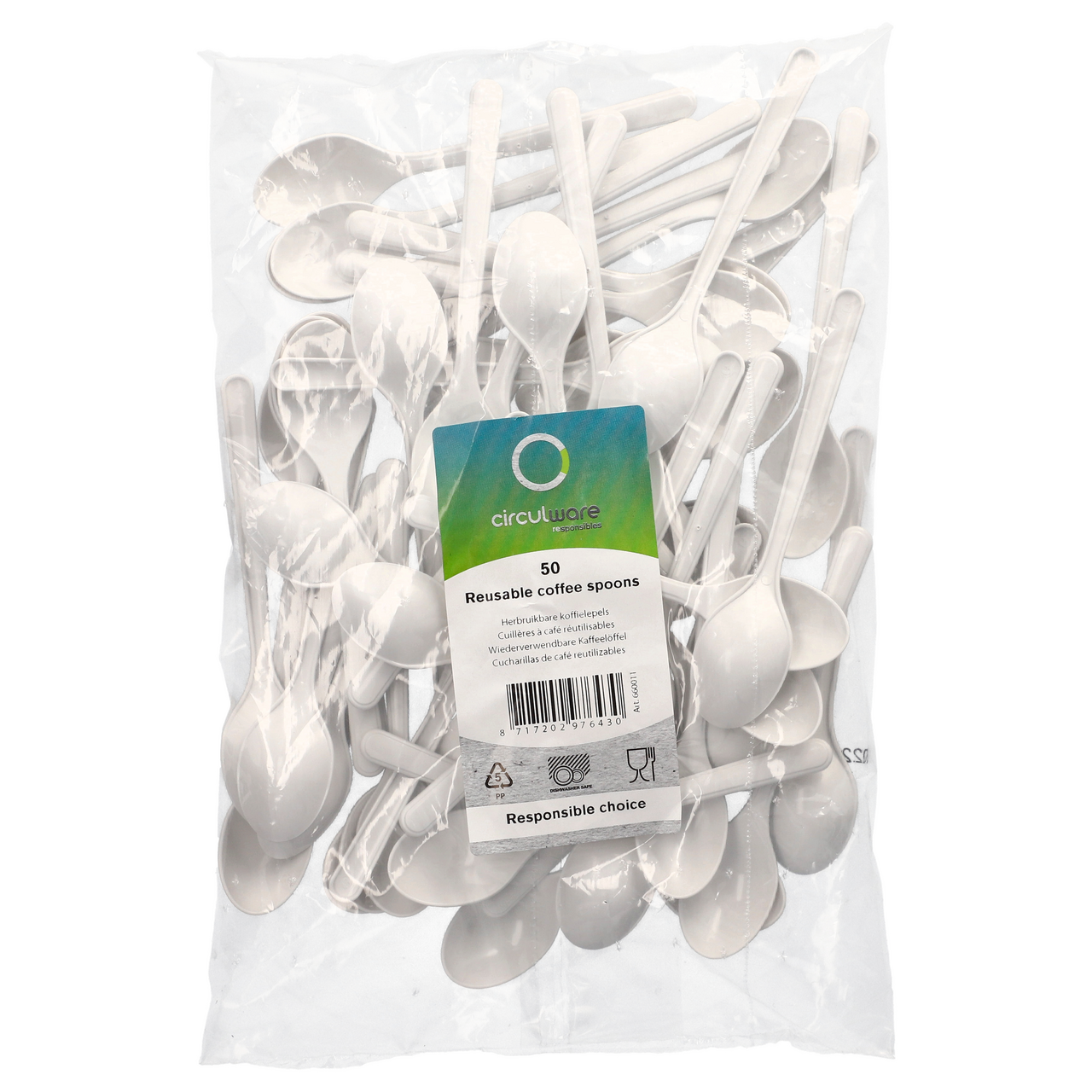 Lžička kávová BIO 13cm polypropylen bílá 50 ks