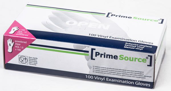 PrimeSource Rukavice vinyl vel. S 100 ks