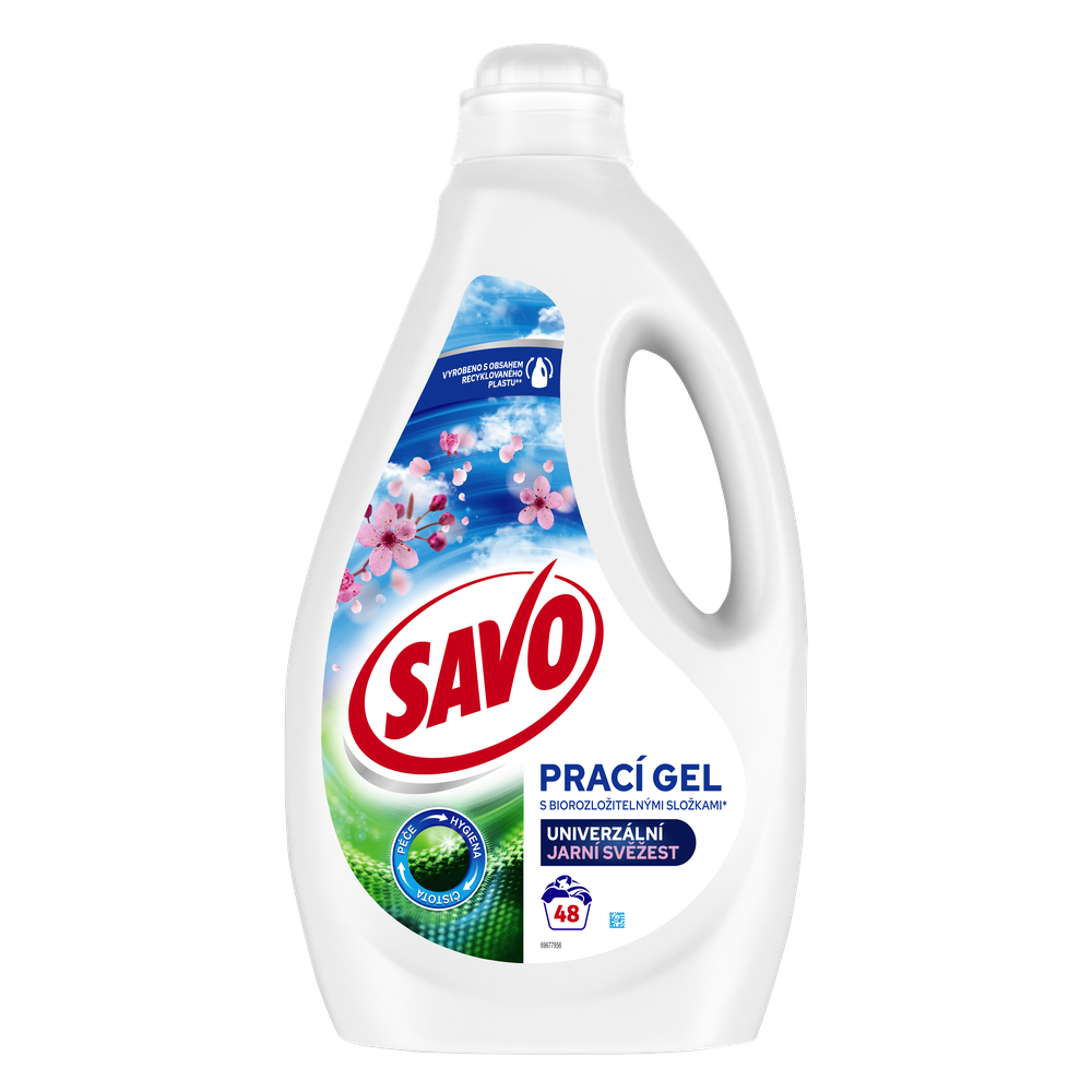 SAVO Jarní svěžest prací gel na barevné i bílá prádlo (48 praní) 2,4 l