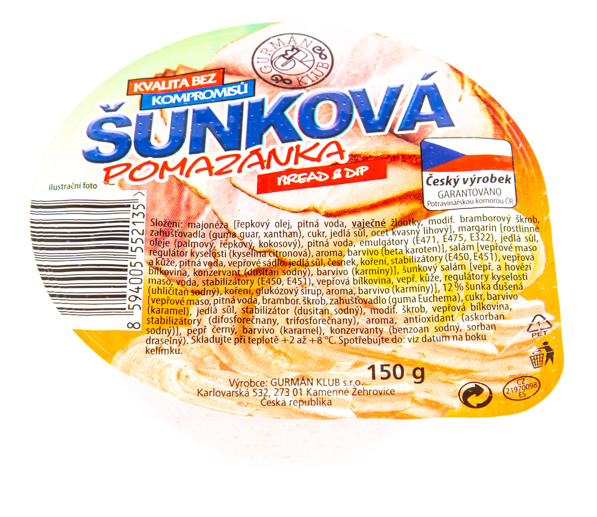GURMÁN KLUB Pomazánka šunková chlaz. 150 g