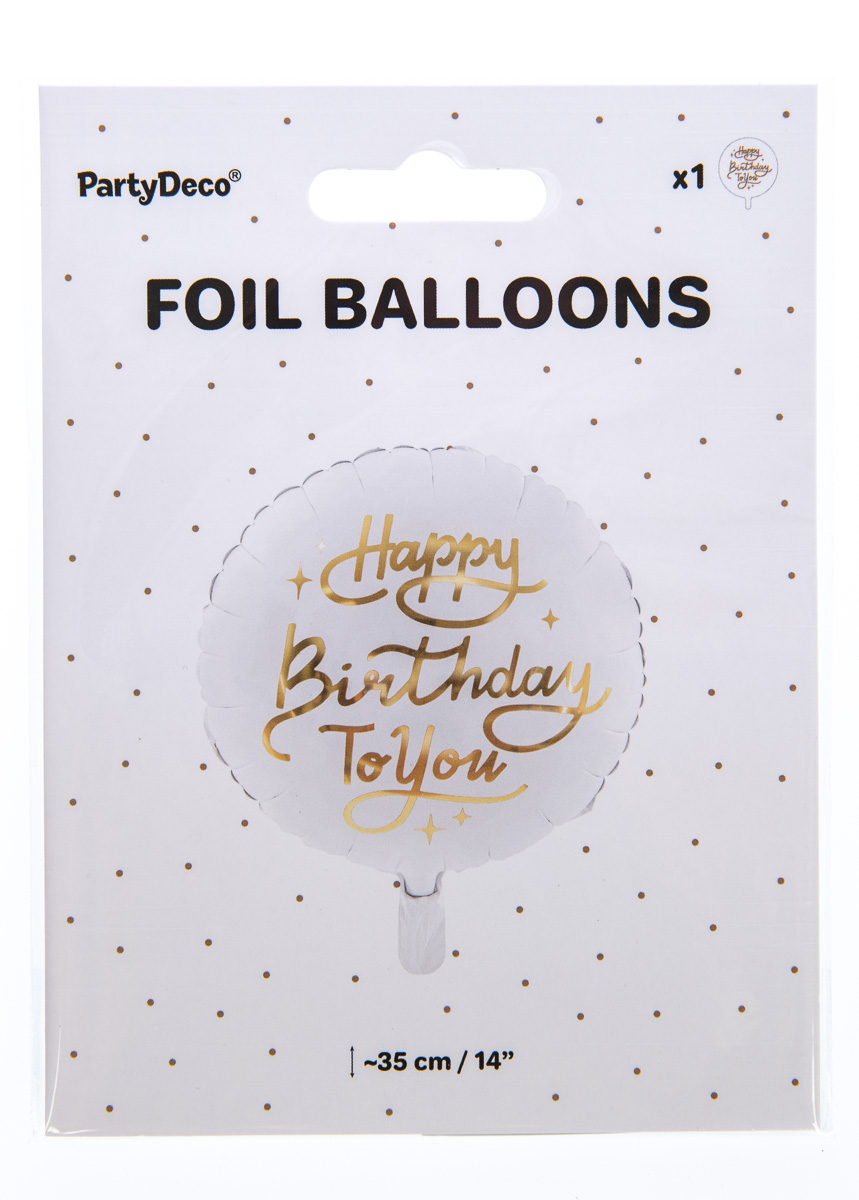 PARTY DECO Balónek fóliový “Happy Birthday To You” bílý 35 cm 1 ks