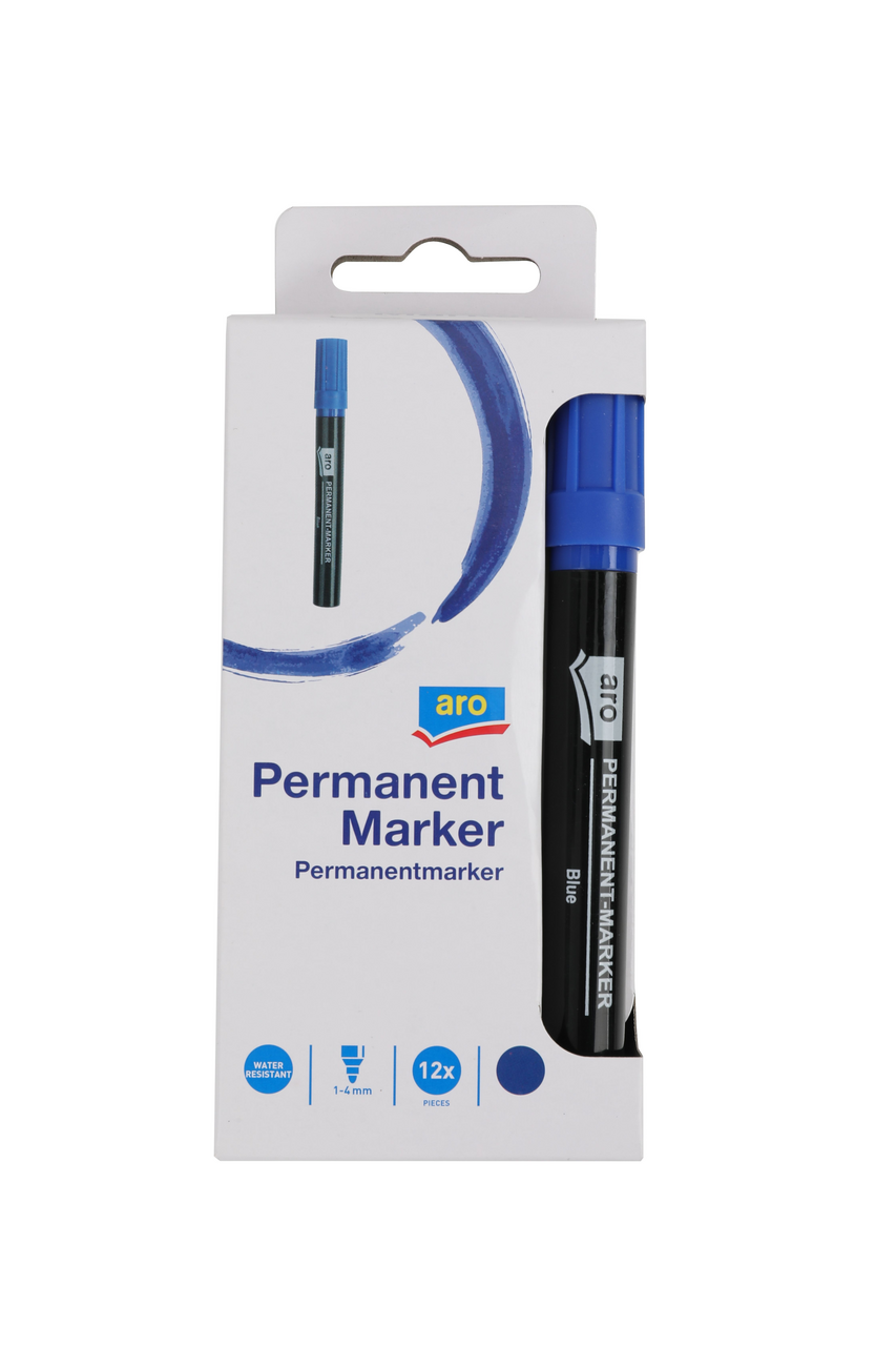 aro Popisovač permanentní modrý 12 ks