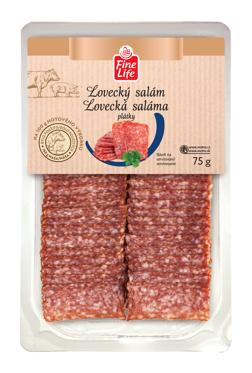 Fine Life Lovecký salám plátky chlaz. 75 g
