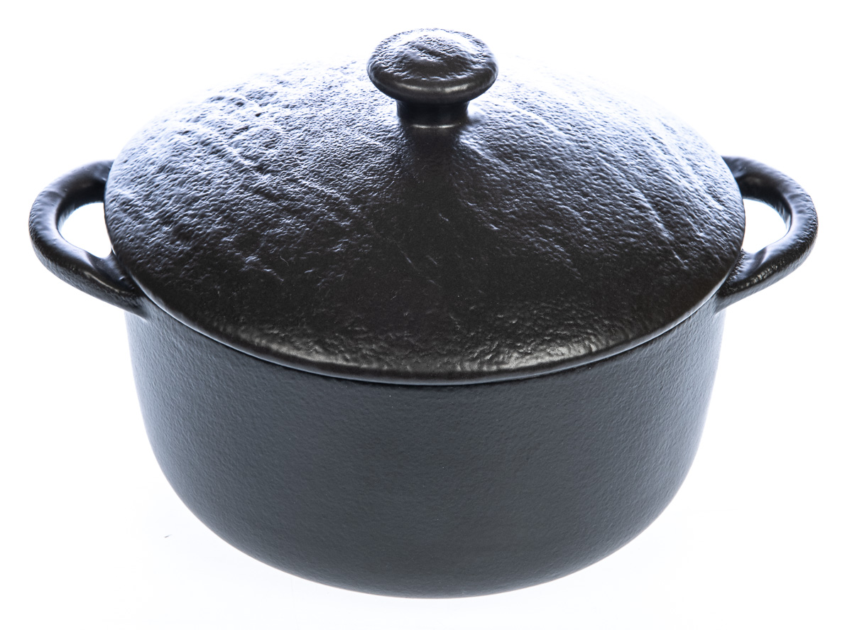 Tognana Hrnec + poklice MINI VULCANIA 14 cm porcelán černý 6 ks